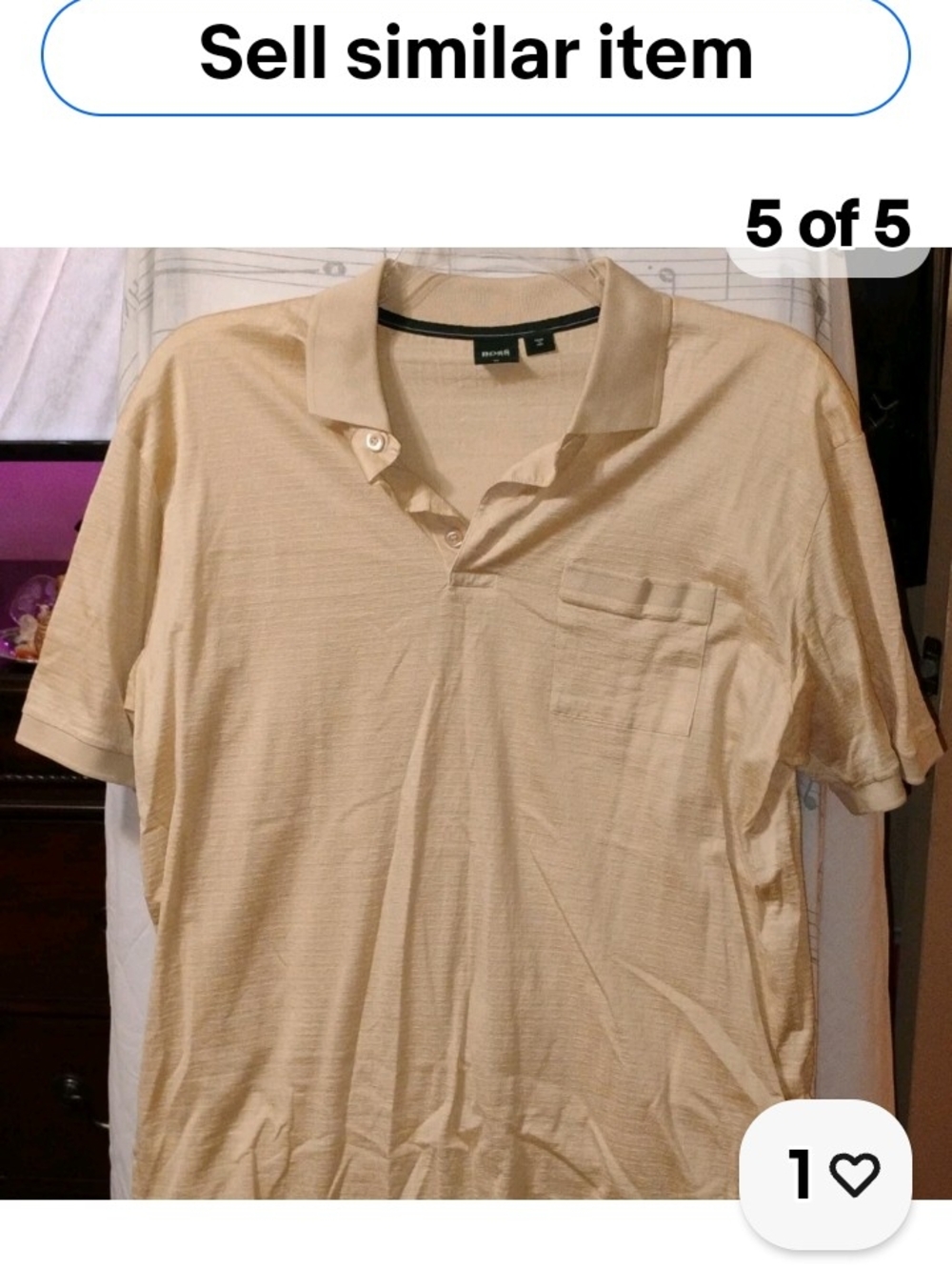 Hugo Boss Light Beige Short Sleeve Polo with Chest Pocket